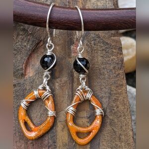 Mod Artisan Sterling Silver Earrings Black Tourmaline Gemstone Beads